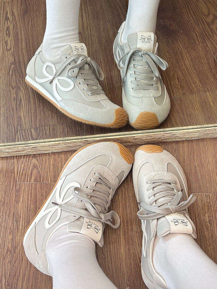 Schnürschuhe mit Schnürung vorne, graues Design, Schleife