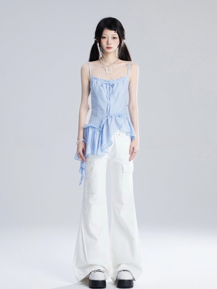 Jeans White Low Flared Waist Vintage Glamorous