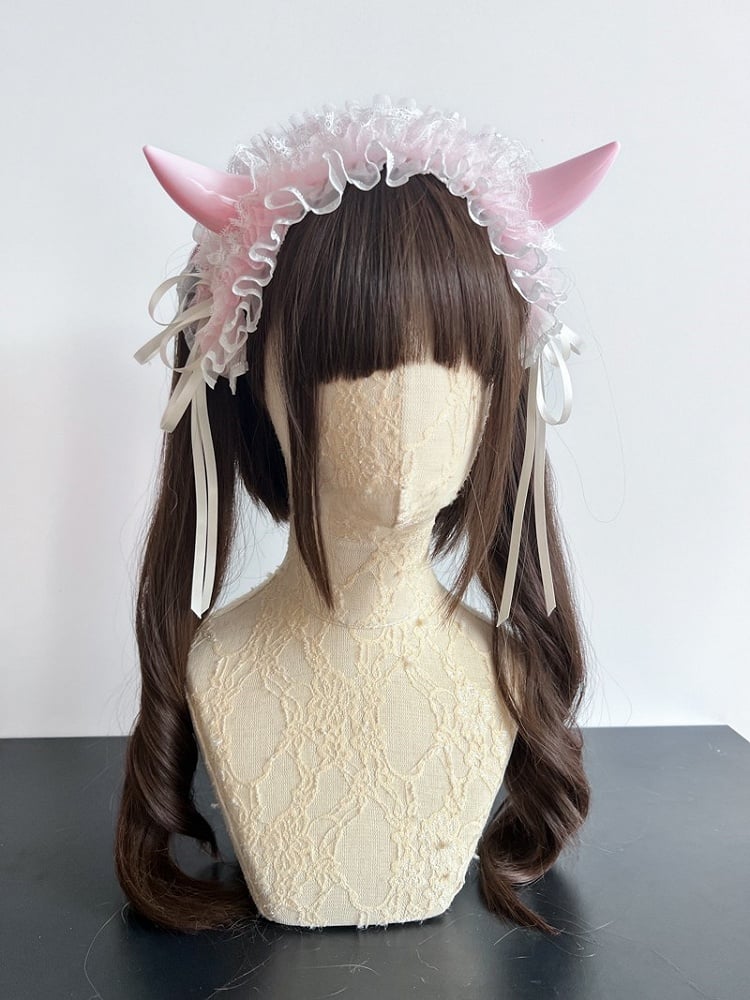 Lace and Color Hairband Devil 8 – Accents with Horn Ruffles Gothic Options