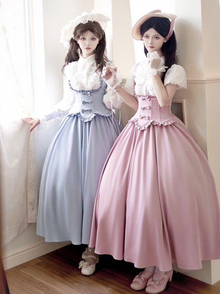 Classic Jumper Ruffle Bust Lolita Dress Under Trimming Skirt Edge Scalloped Elegant Blue