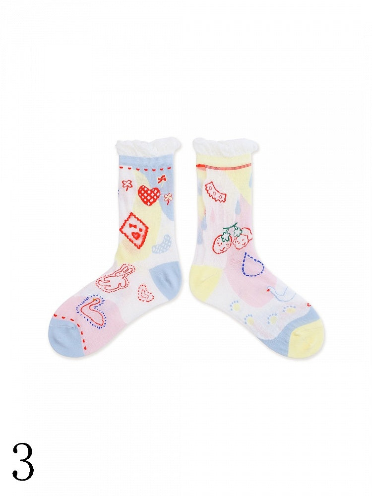 Cuff Options Colorful Lolita Sweet Socks Calf 4 Ruffled