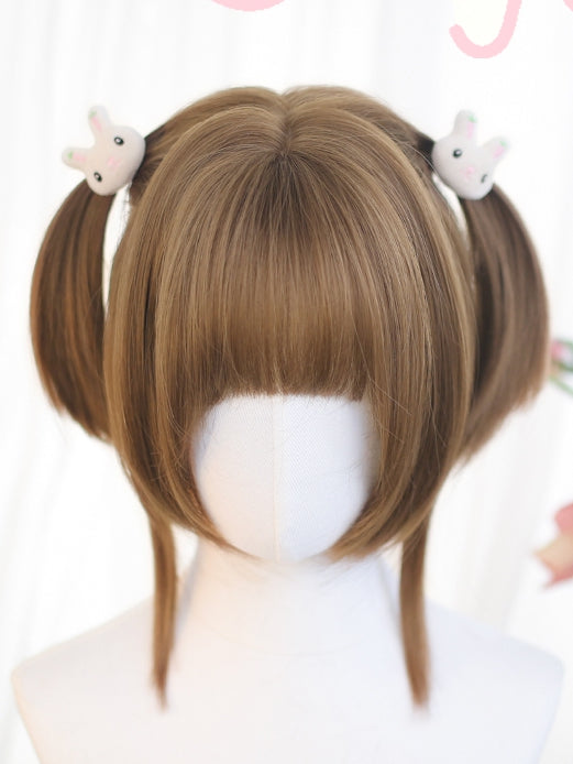 Brown Wigs With 25-30cm Short Bangs