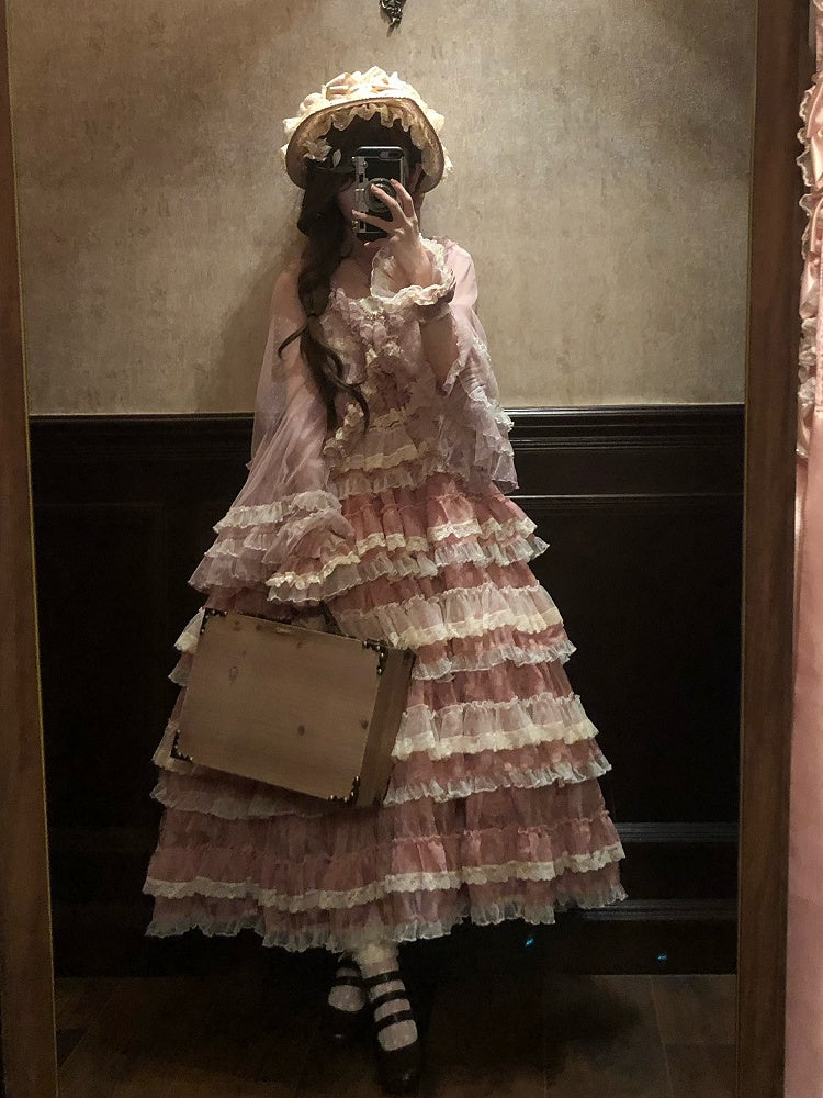 Ruffled Lolita Pink Lace Tulle Top
