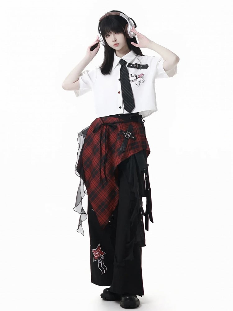 Straight-leg Cargo Black Double Zippers Drawstring Cuffs Pants