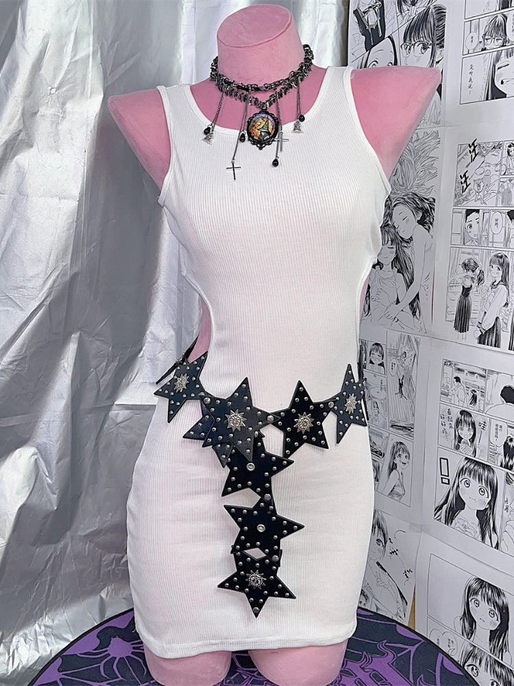 Ceinture en PU noir Stars Pop Punk