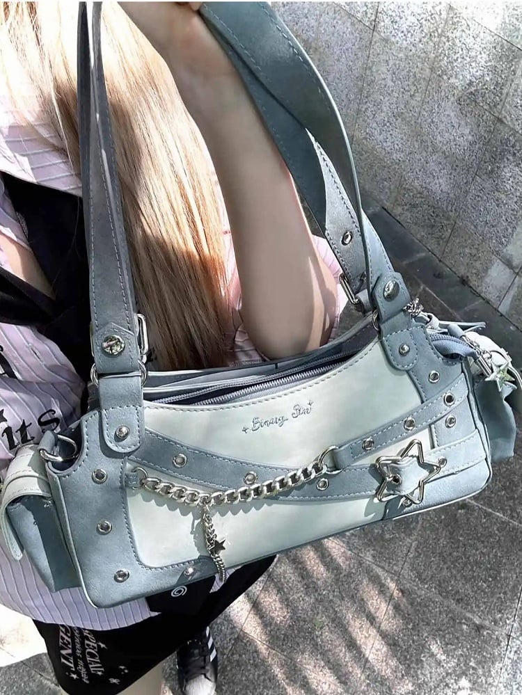 With Charm PU Shoulder Bag Star Blue Ita Y2K