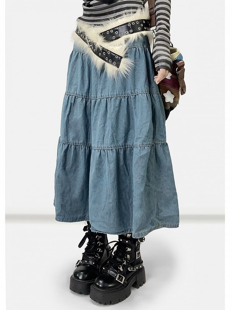 Blue Kawaii Skirt Daily Denim