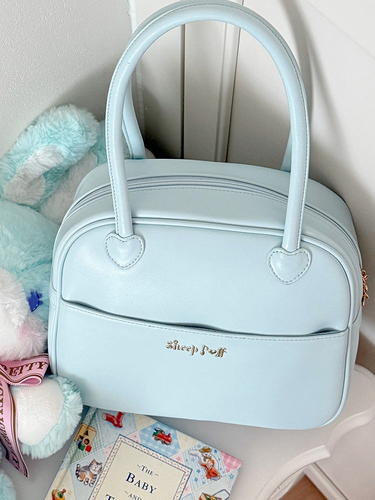 Heart Lolita Sweet Hand Plush Decorated Bowknot Blue Beaded Bag