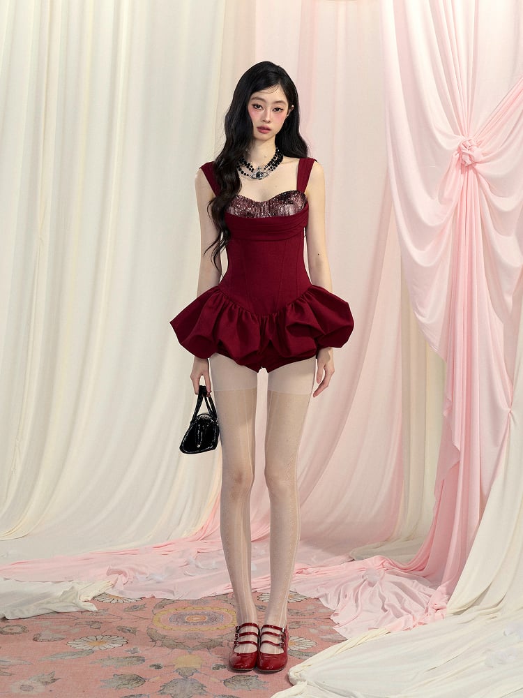 Mini Glamorous Red Sweetheart Neckline Basque Waist Skirt Sleeveless Dress Bubble
