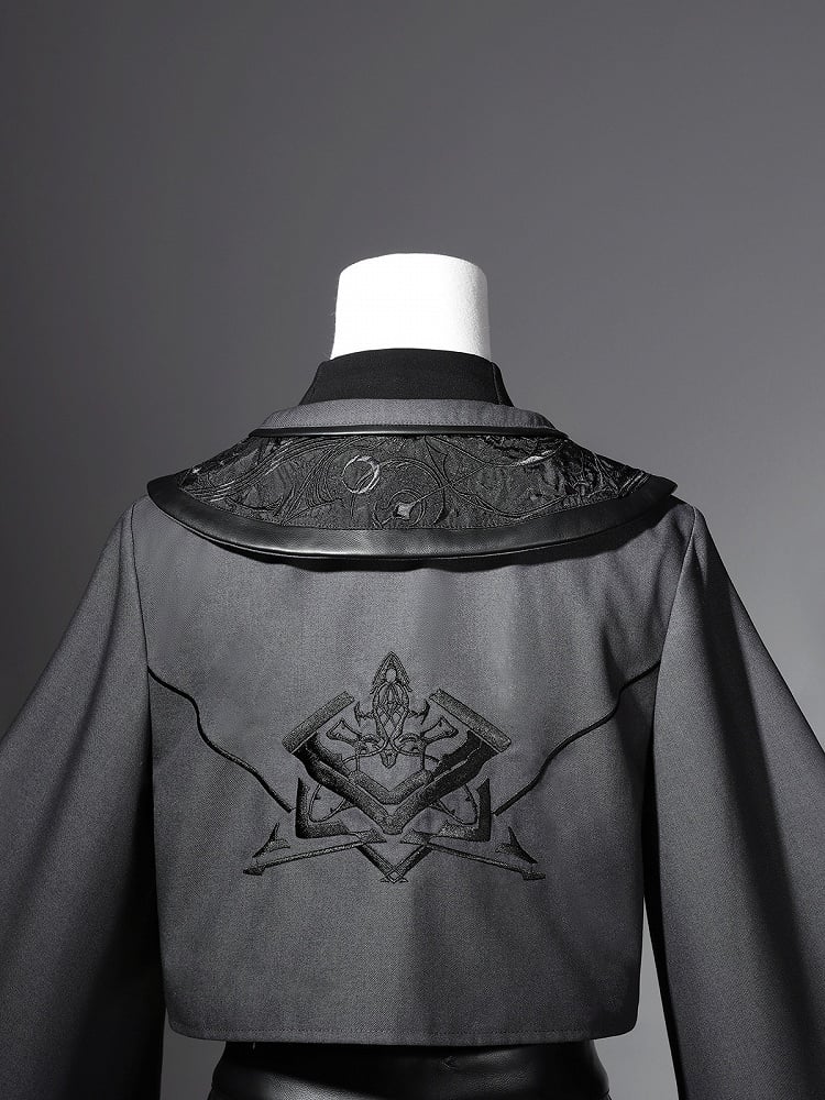Sleeves XL Overlong Ouji Bodysuit Size Leather Exclusive + Futuristic Shorts Outfit Techwear Black Jacket Cropped Lolita -