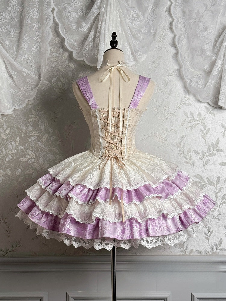 Rockkleid Lolita Neckholder Basken Taille Abnehmbar Qi Lila Stufen
