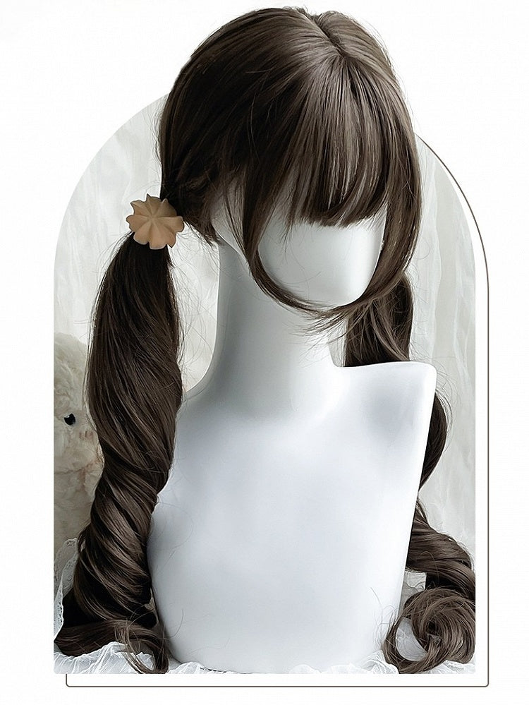 Brown Synthetic Wig Ponytail 75CM Double Bangs Air With