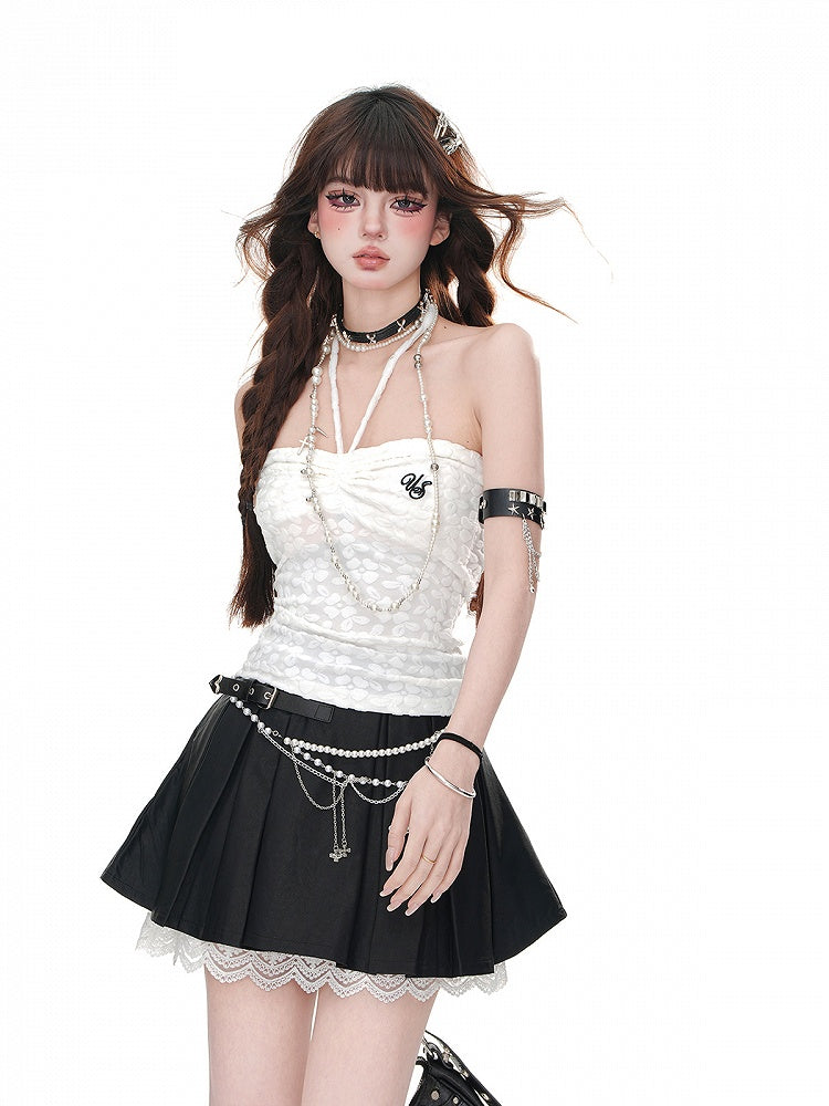 Strapless Top White Halter Neck Slim-fitting Glamorous