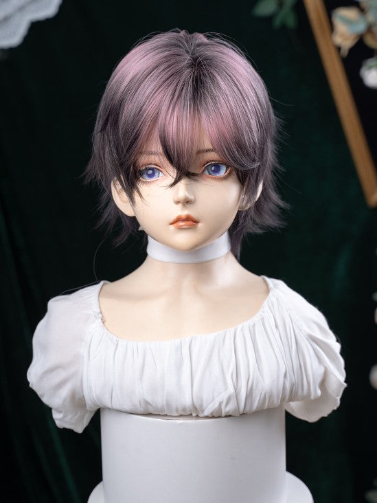 Black Color Length Highlight 35CM Short and Ouji Pink Wig Hair