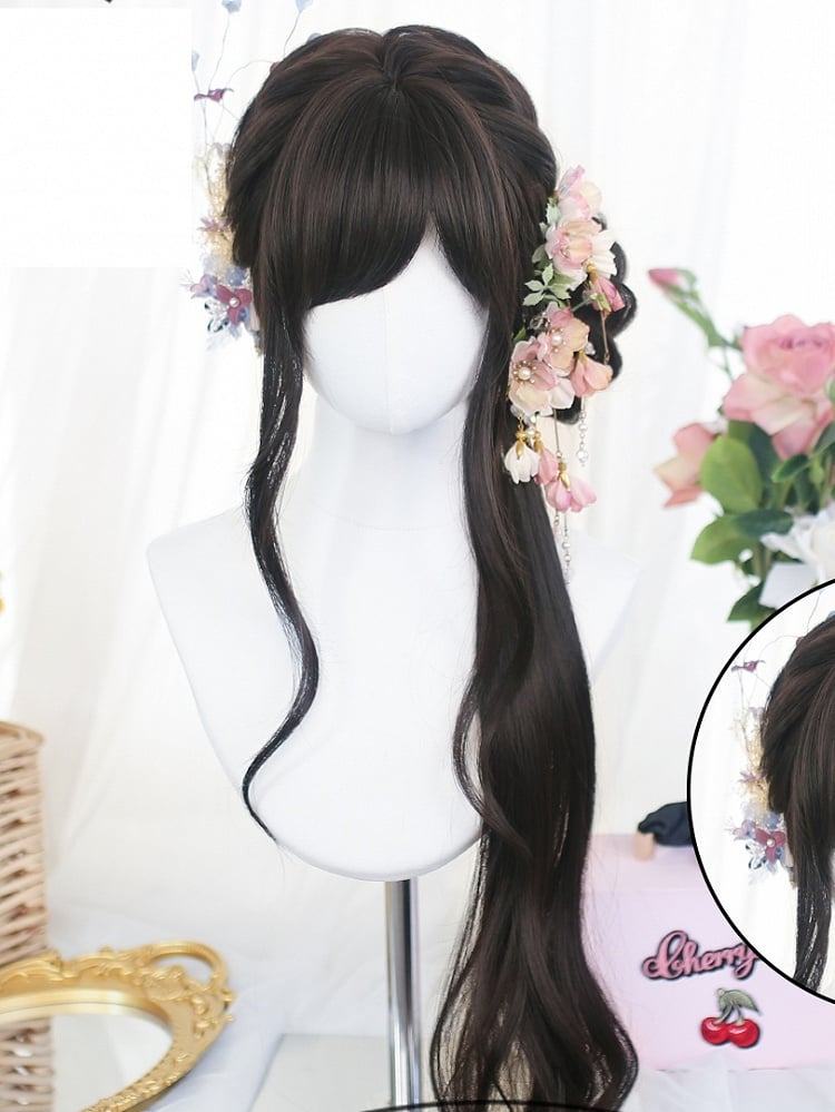 Wigs Light/Dark Brown With 65-70cm Wavy Long Bangs