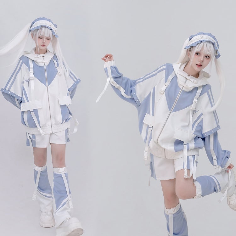 Blue and Set: Light Full Landmine Snap Jacket Tenshi White Kaiwai Techwear