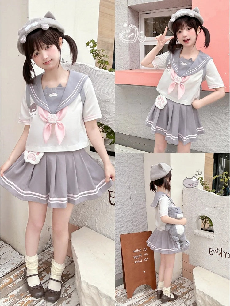 Design Neckline JK Kitty Gray and White Sailor Collar Uniform