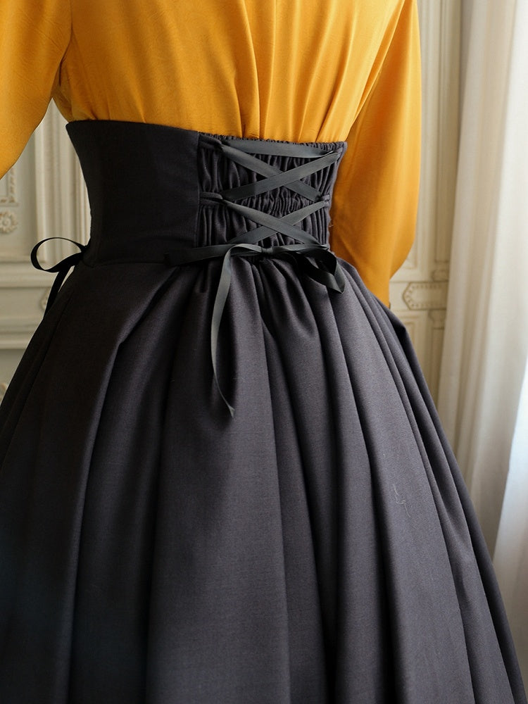 Dark Gray Elegant Boned Corset Belt High Waist Lolita Skirt