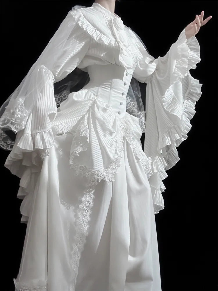 Gothic Skirt White Aristocrat Bust Lolita Boned Waist Under Corset High
