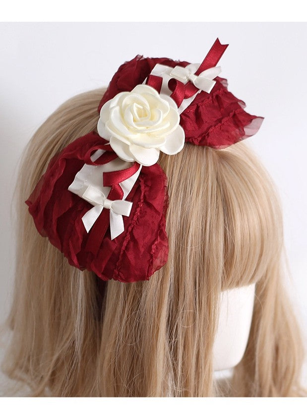 Red KC Decorated Bowknot Camellia