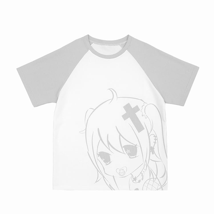 ライトグレーの闇かわいいTシャツ