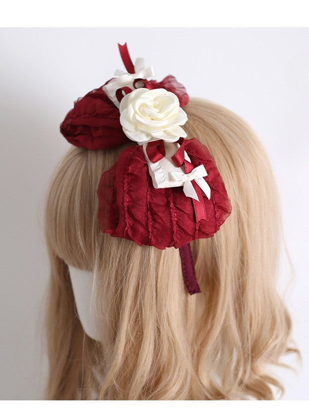 Red KC Decorated Bowknot Camellia