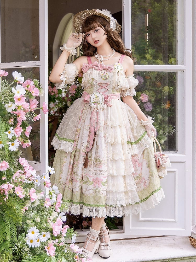 and the Valley Classic Lolita Available Floral Lily Print of Plus Skirt Jumper Sizes