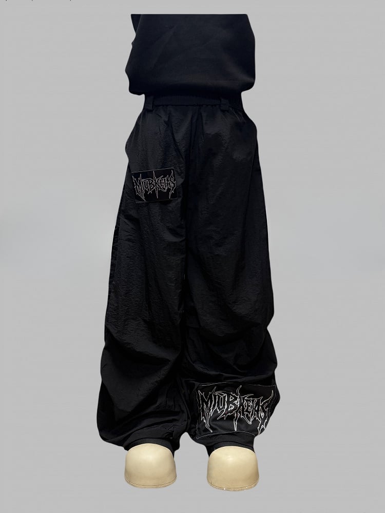 Schnitt Wide-Leg Hose Letter Schwarz Verziert