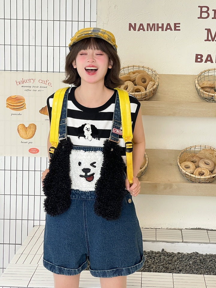 Blue Plush Puppy Denim Overalls