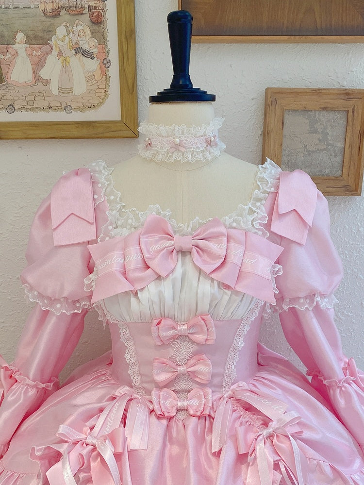 ホワイトチョーカーとレース ピンク/ブラック