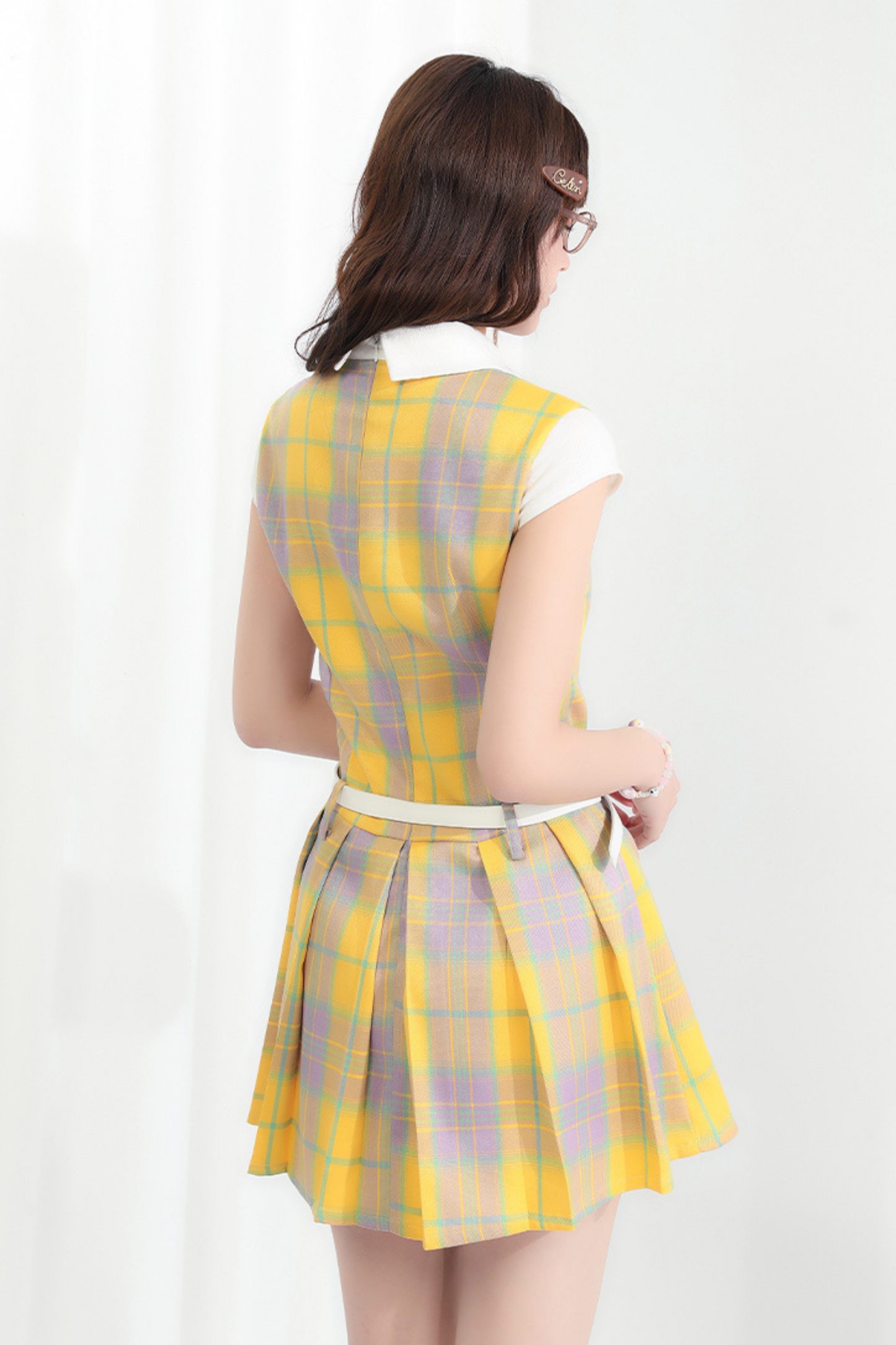 Check Pleated Dress Retro