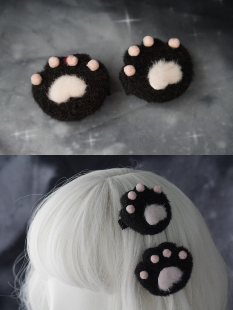 Süße schwarze Katzenpfoten-Haarspange