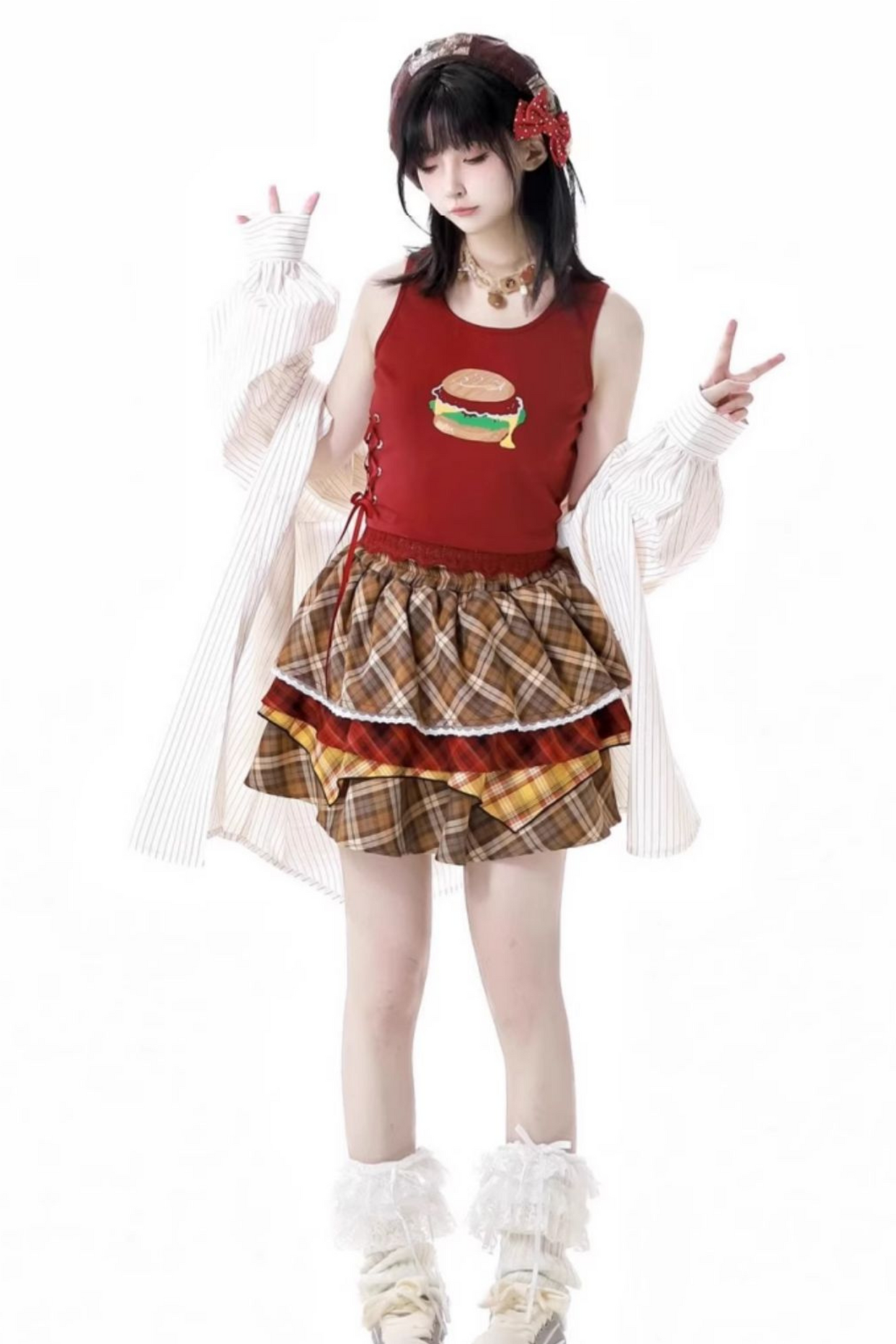 top cake Overshirt sleeveless skirt +