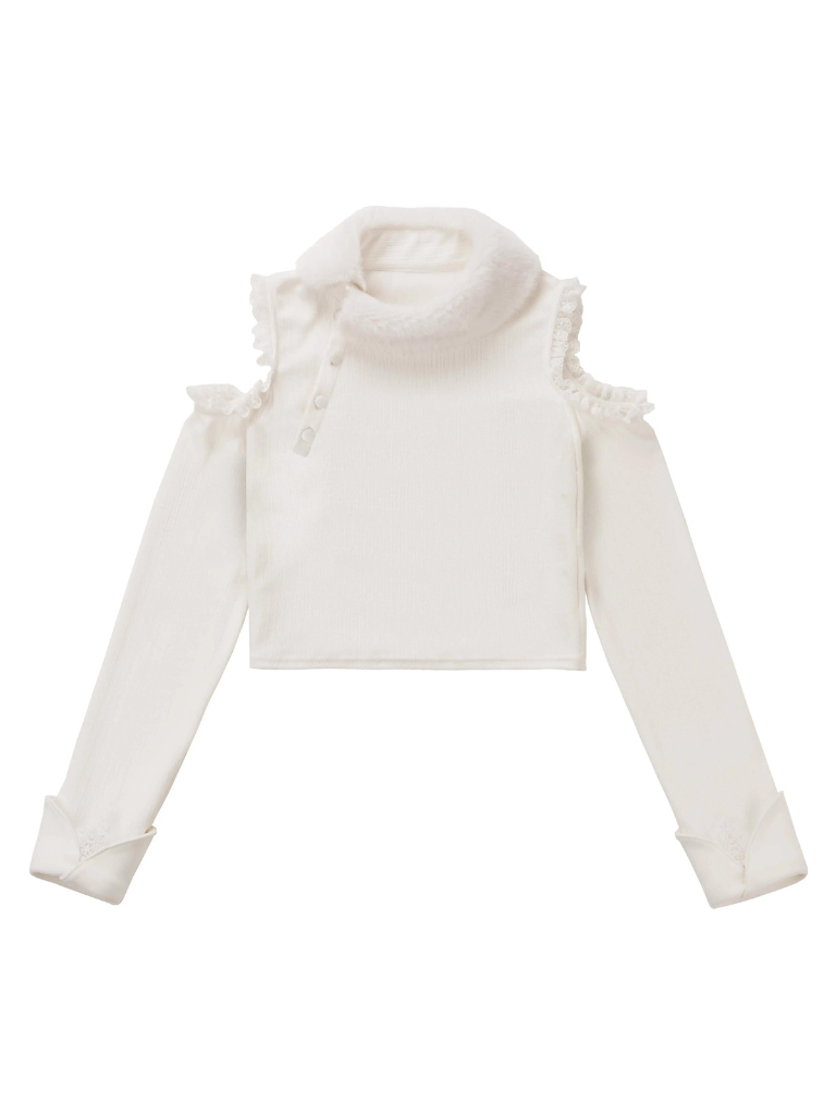 Snow Fragrance Rabbit Fur Coat Off Ward Sleve Sweater Suit