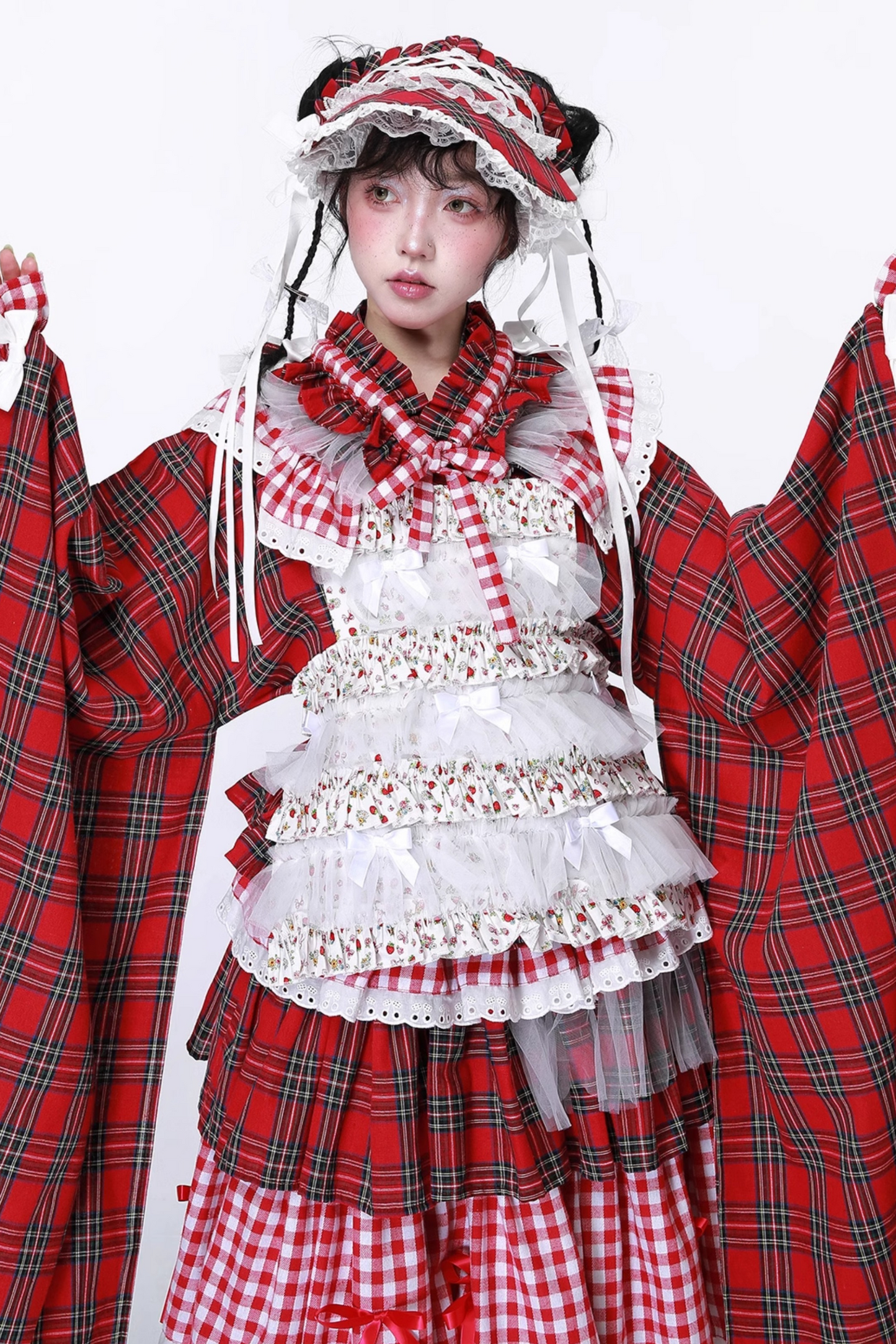 Kimono-style Retro Check Top
