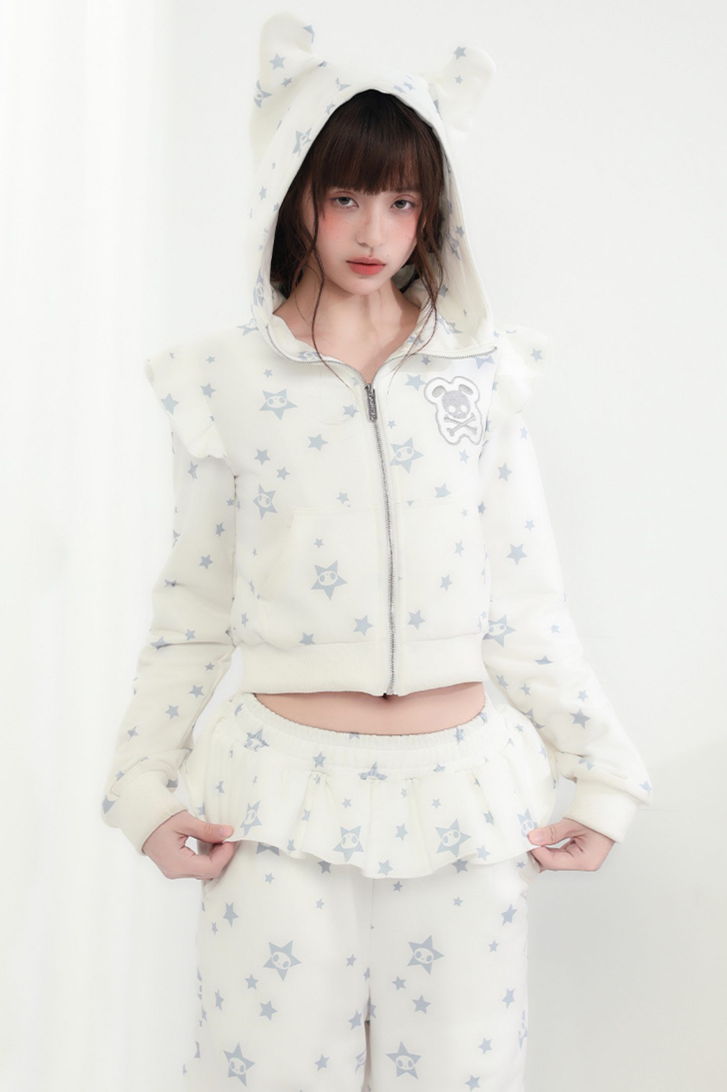Hoodie Animal Ruffle Pants Loose Ear Hooded +