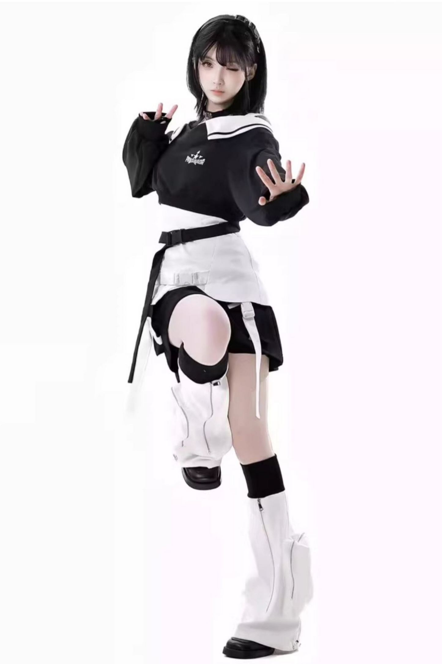 + camisole leg skirt Mode warmers cyber top