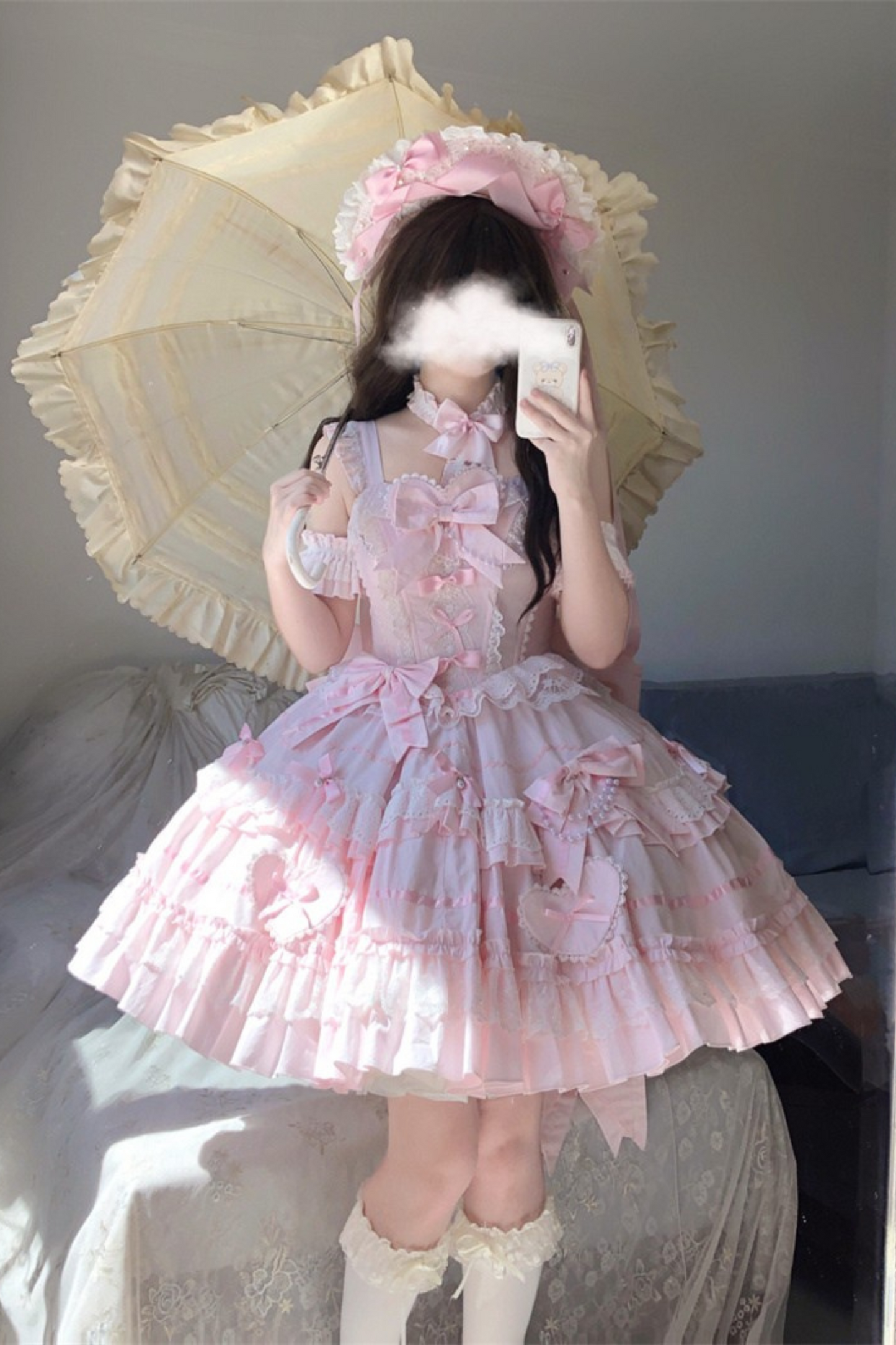 Haubenpuppe Kopfschmuck Kleid + Antike Prinzessin Perle