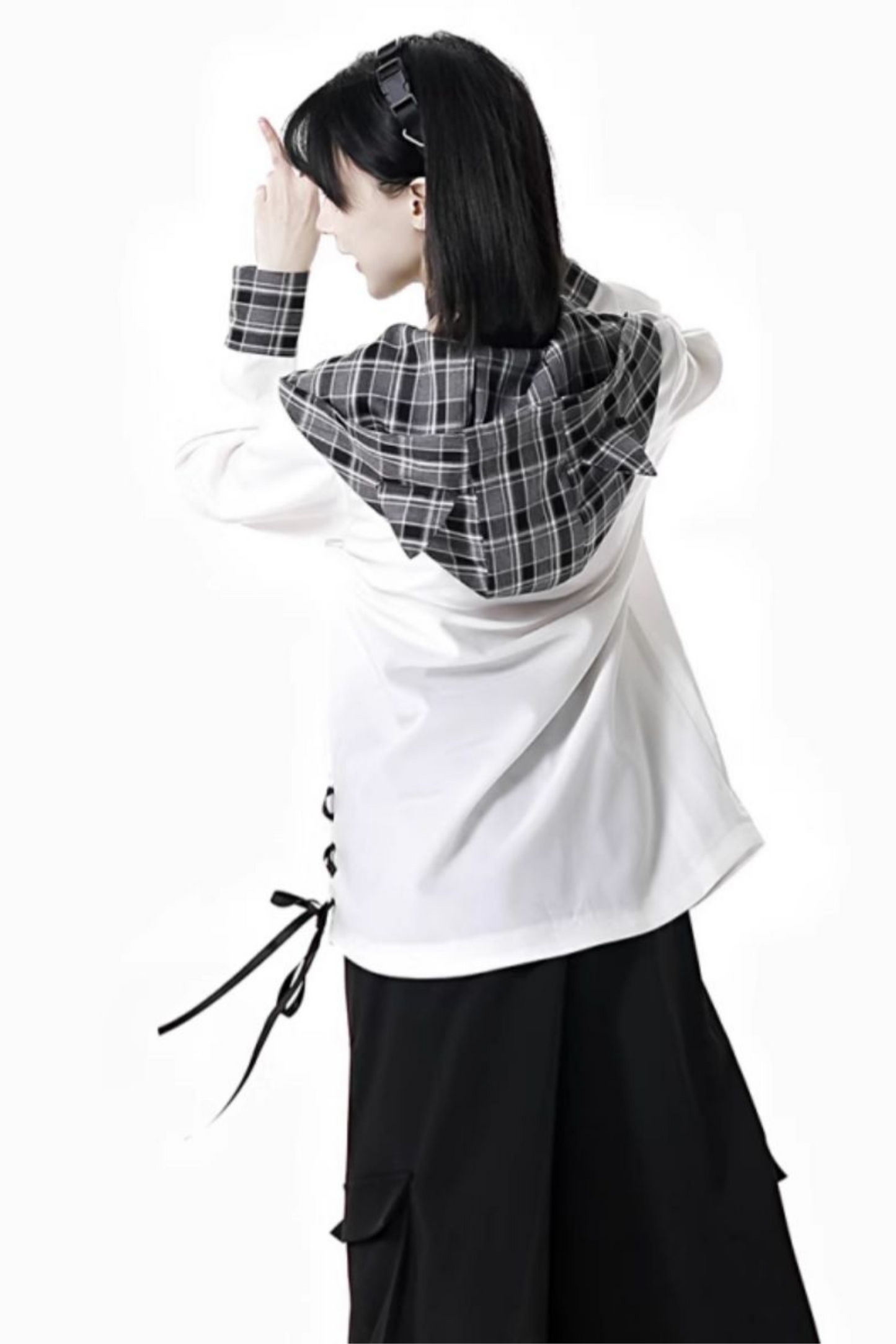 + Half Check Hooded Top Pants Shirt