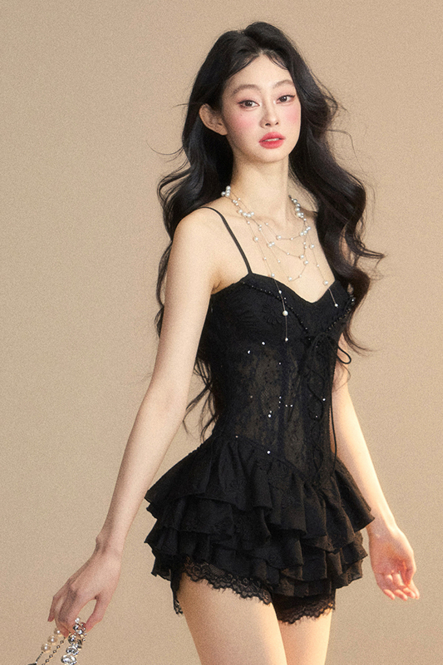 One-Shoulder French Cami Lace Dress Soul