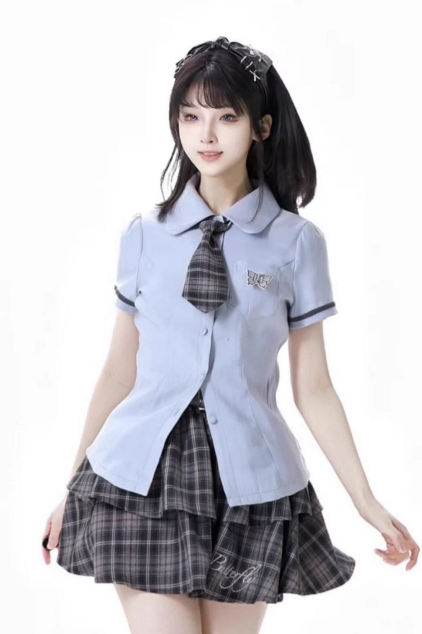 + College short suspender dress bshirt skirt