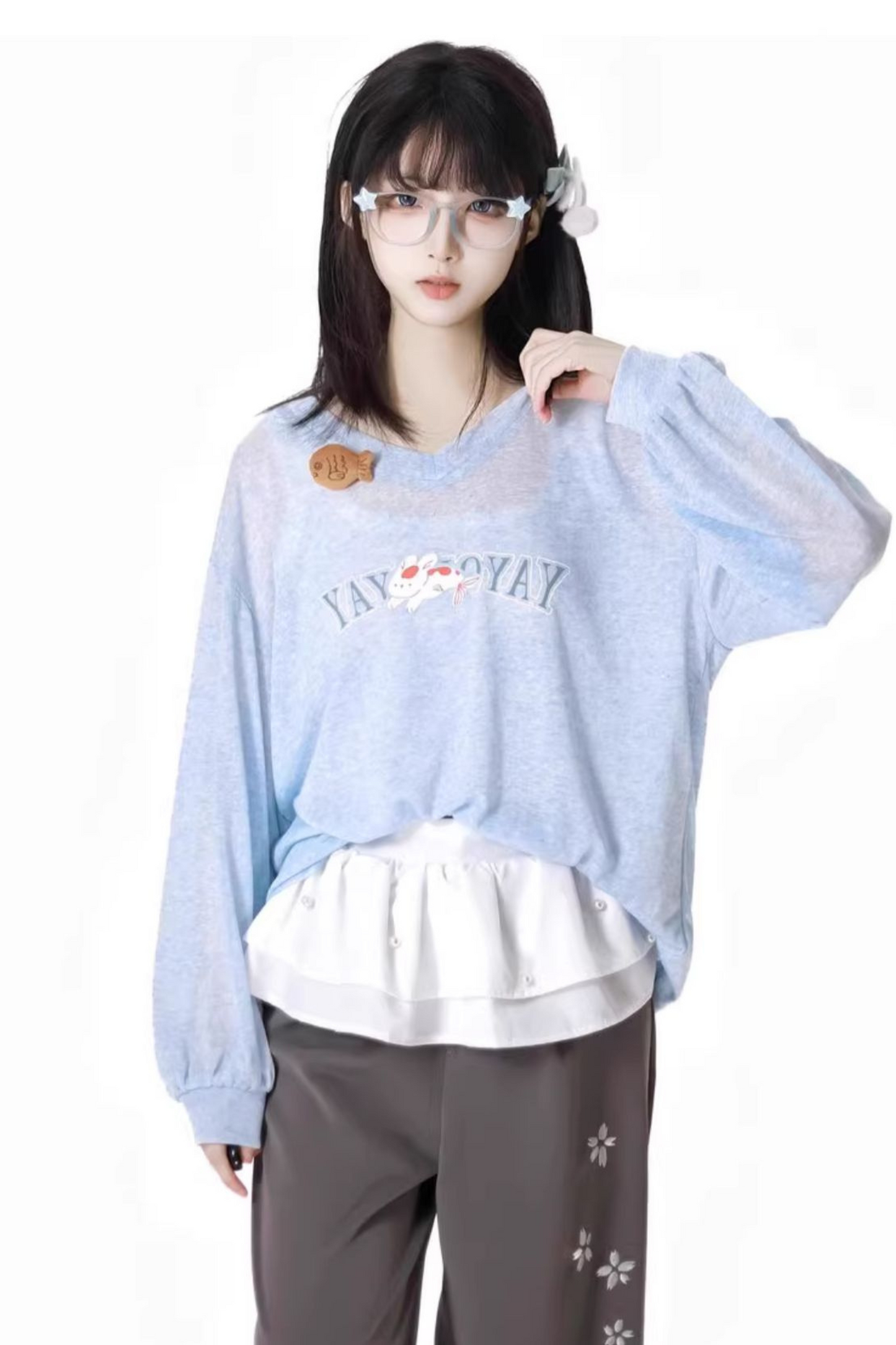 wide pants Loose light top +