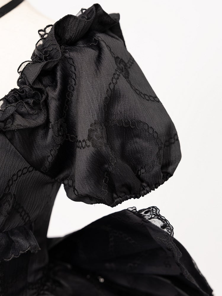 Corset Black Big OP Dress Lolita with Skirt Ruffle Princess Waist