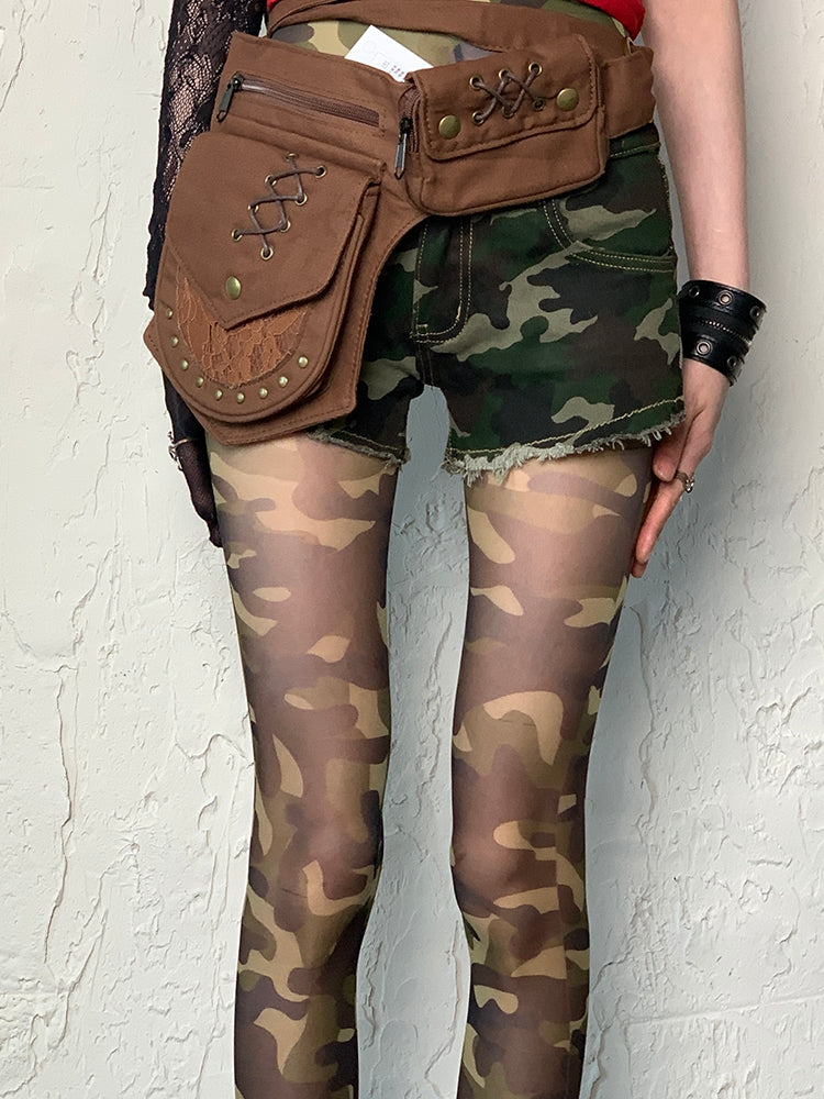 Camo Green Tights Pattern Gyaru Fashion