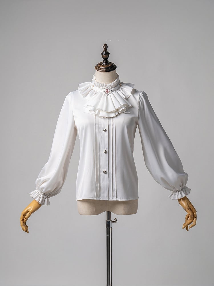 and - Outfit White Ouji Prince Cape Waist Lolita High Shorts Shirt + Gold