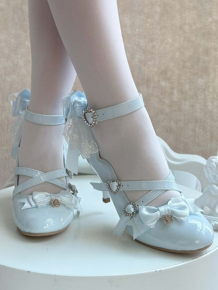 Schuhe Schleife - Abnehmbare PU-Rückseite Elegant Blau