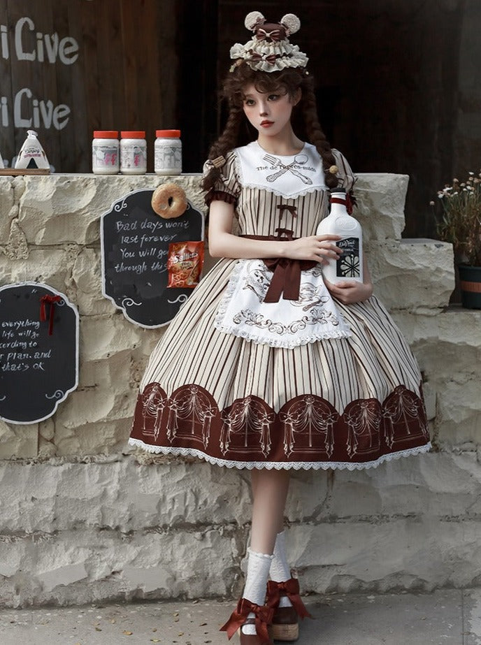 leg brown ribbon tea Afternoon apron warmers dress