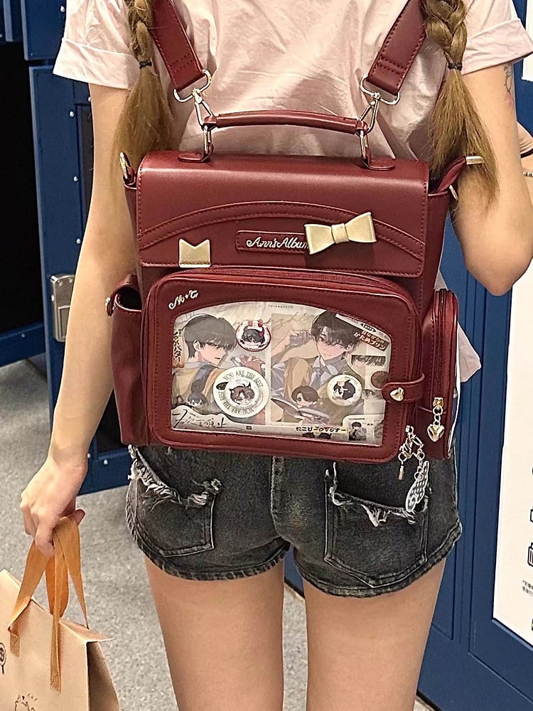 Ita And Window With Decoration Bow Red Bag Transparent 2-Way Wine