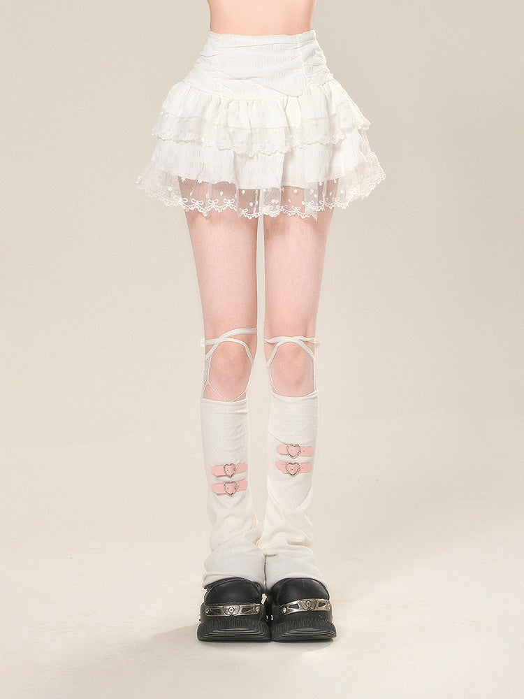 スカート グラマラス ティアード ミニ ウエスト メッシュ ホワイト レーストリム ハイ