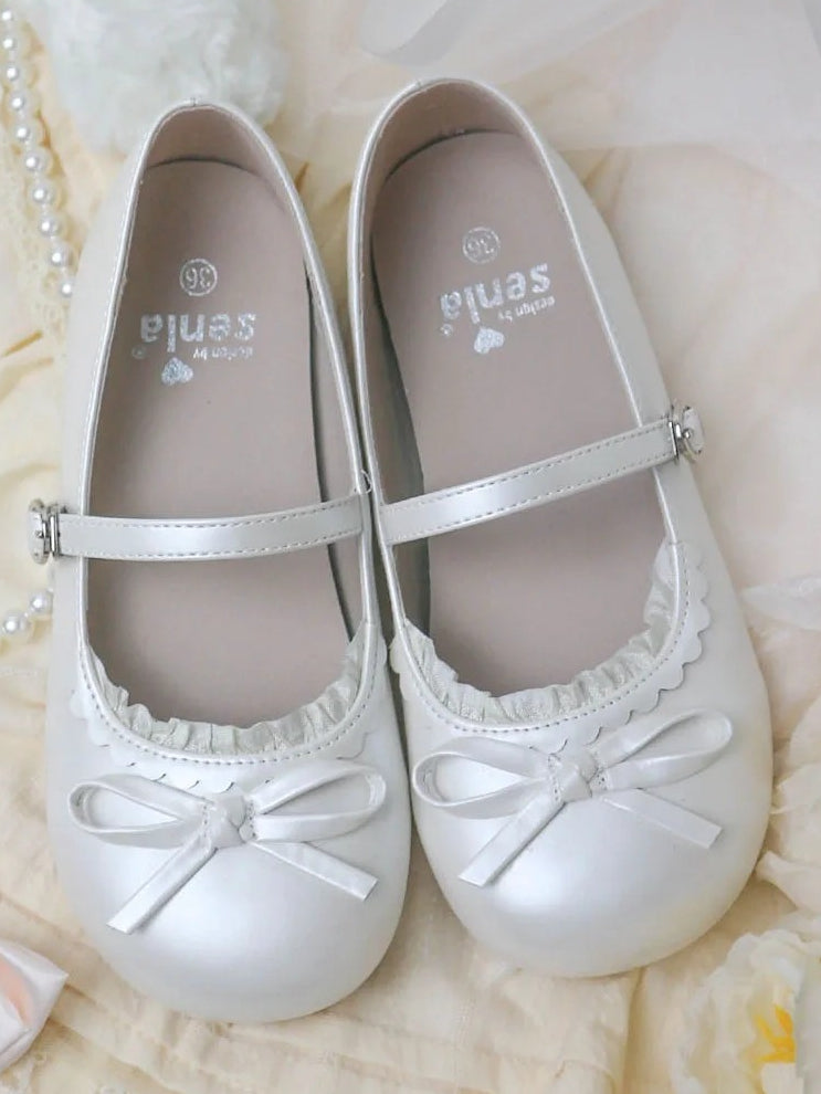 Flache weiße Schuhe Mary in Round Jane Sweet - Lolita